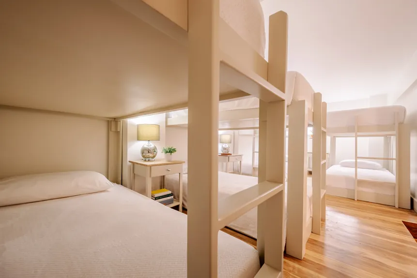 Built-in bunk beds in the Private Bunkhouse Suite
