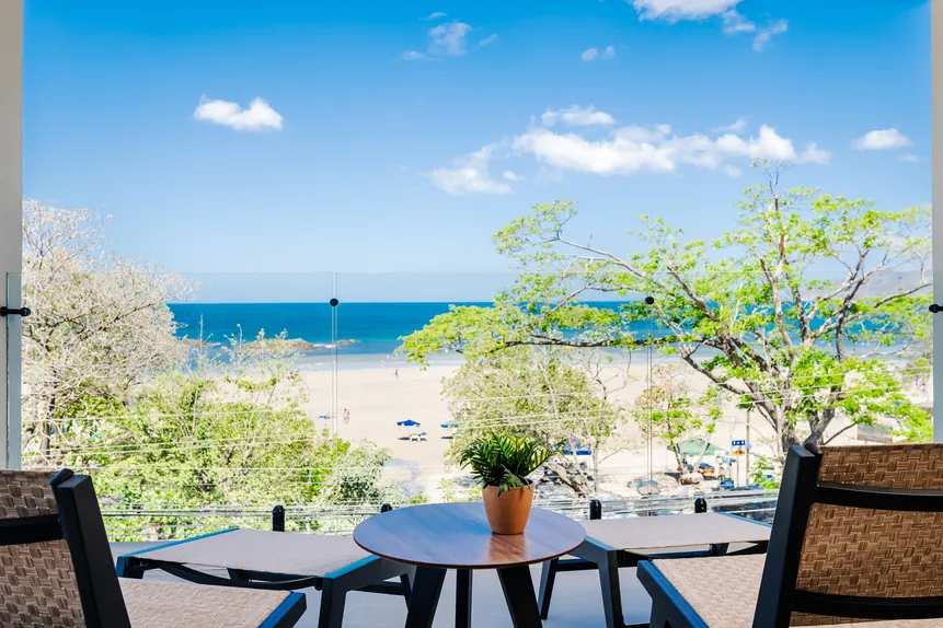 Private balcony view over Tamarindo beach and the Pacific