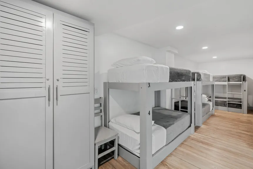 Shared Surf Dorm bunks with lockers